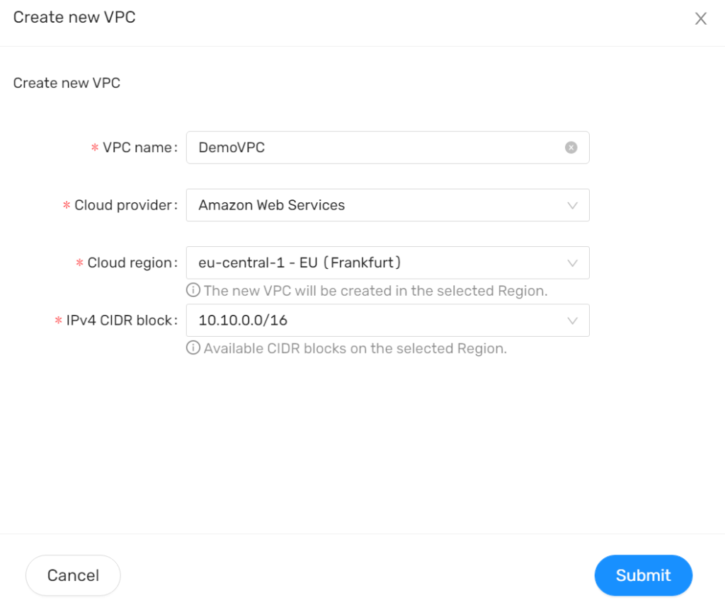 Creating a new VPC