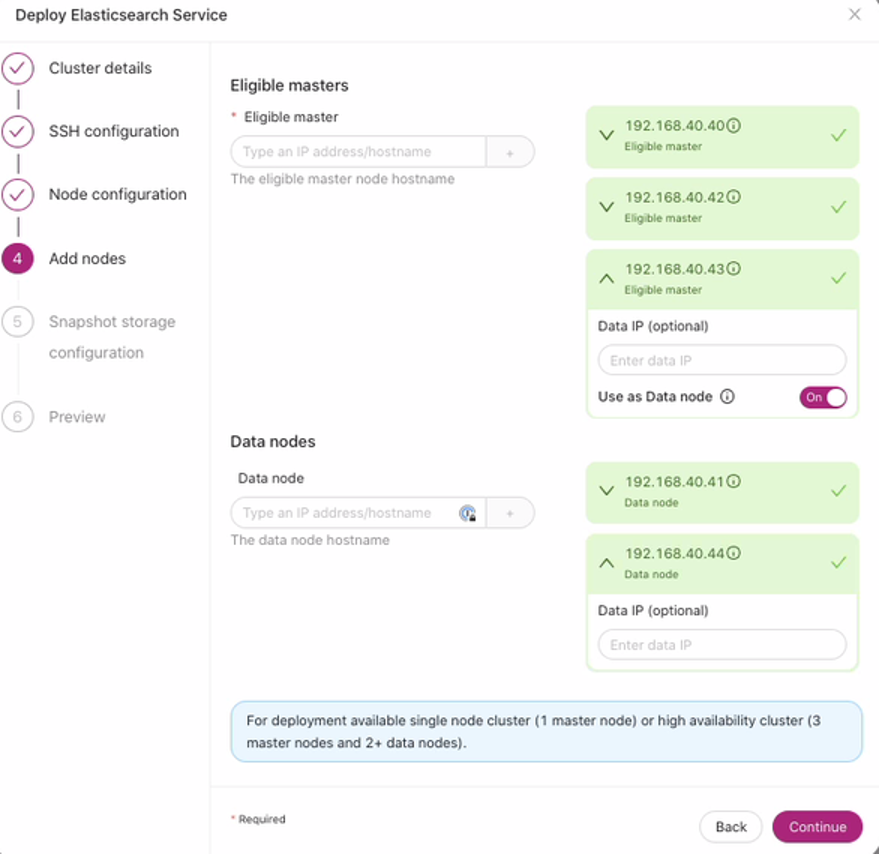 Screenshot showing ClusterControl setup for Add nodes step.